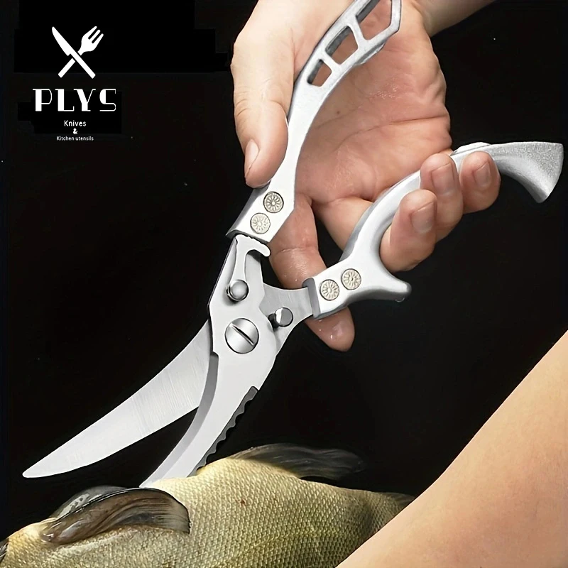 PLYS Kitchen Scissor Multifunctional Titanium Steel Powerful Chicken Bone Scissors for Turkey Camping BBQ Food Scissors