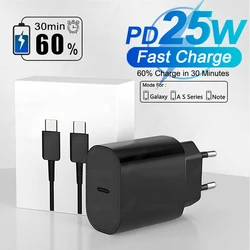 PD 25W Fast Charger For Samsung Galaxy S23 S22 S21 S20 Fe S24 Ultra Plus Fast Charging Cable USB Type C Data Line Phone Charger