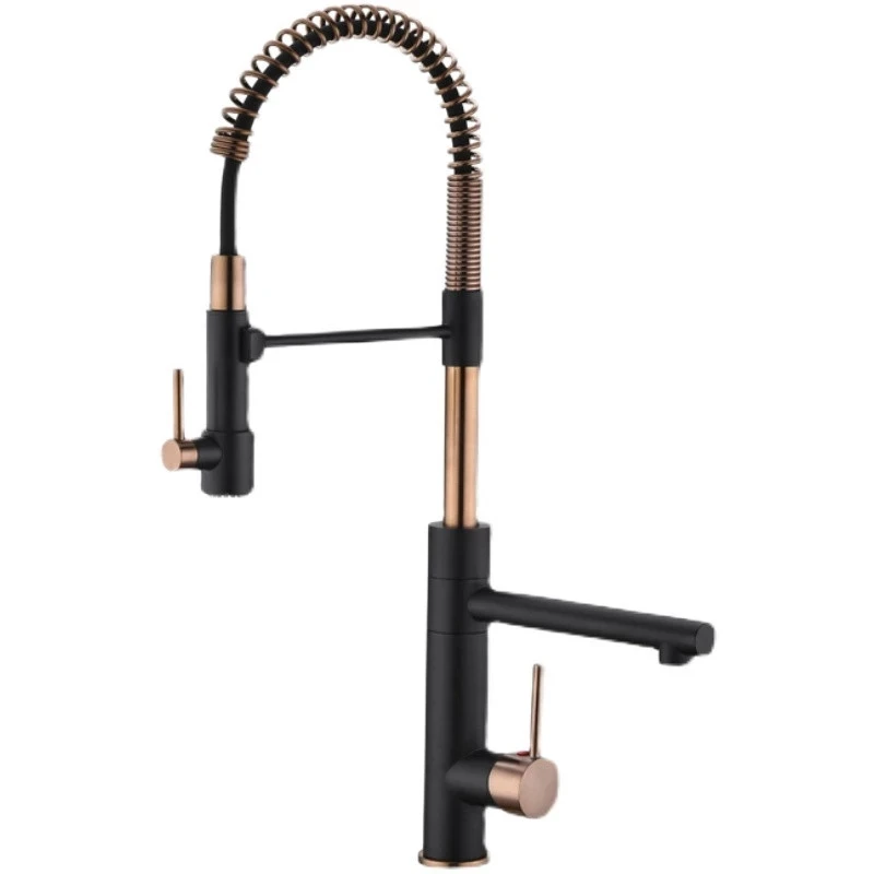 Spring Spout Mixers Tap Hot Cold Water Crane Tuqiu Brushed Gold Kitchen Faucets Pull Down Sink Faucet Pull Out Black