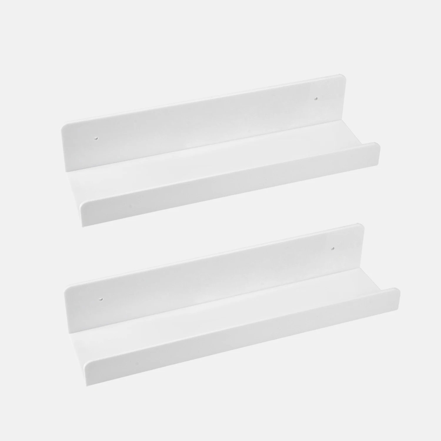 Floating Shelf, Set of 2 Wall Shelves, No Drilling, Length 38cm, Suitable for Bedroom, Office, Living Room, Kitchen, Bathroom - White