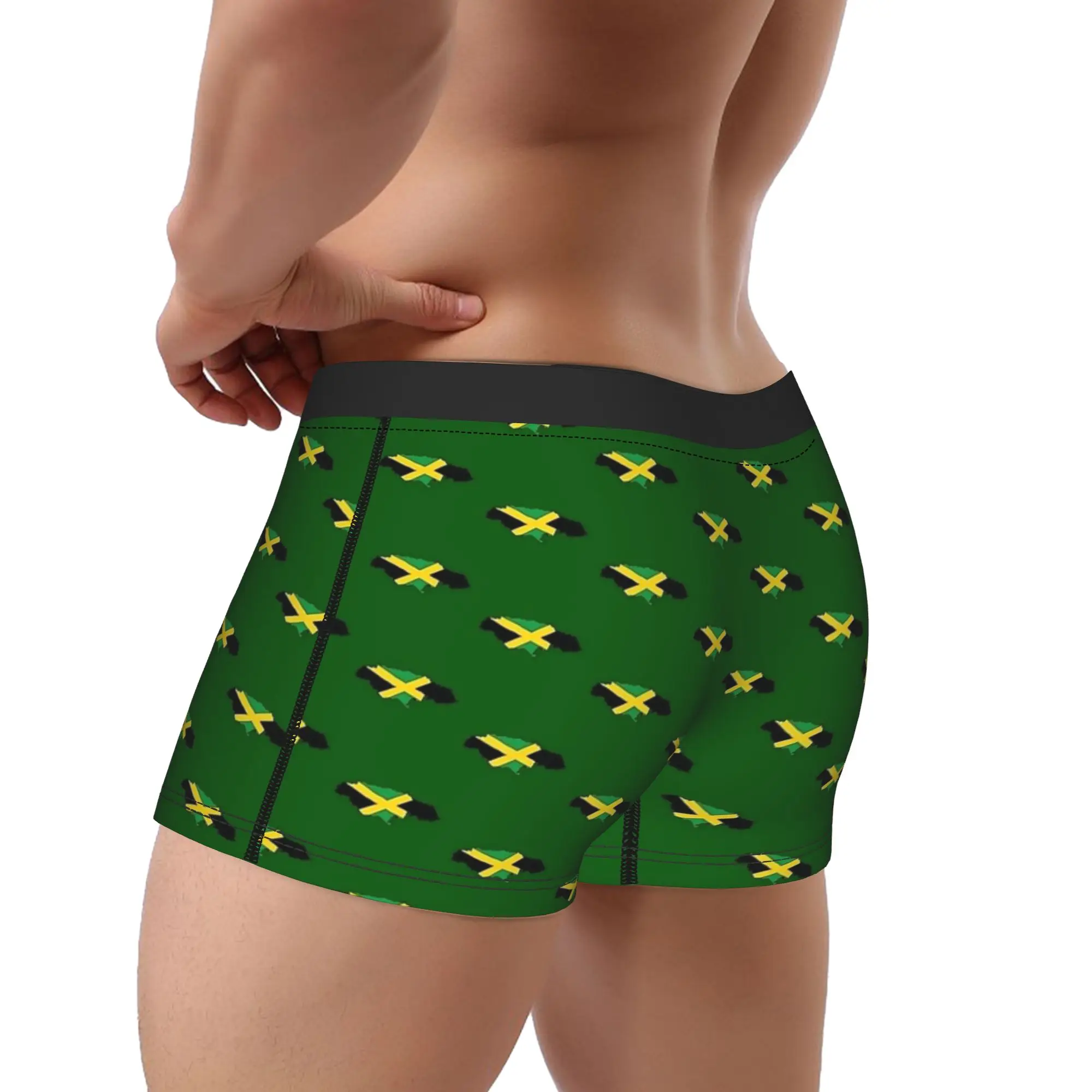 Jamaica Country Shape Flag Underwear  Comfortable Underpants Print Boxer Brief For Men 3D Pouch Plus Size Boxershorts