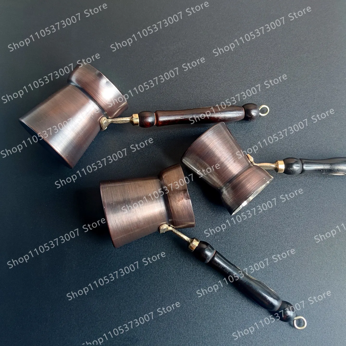 Copper handmade coffee pot luxury craftsmanship solid wood mother shell handle natural copper oxide black