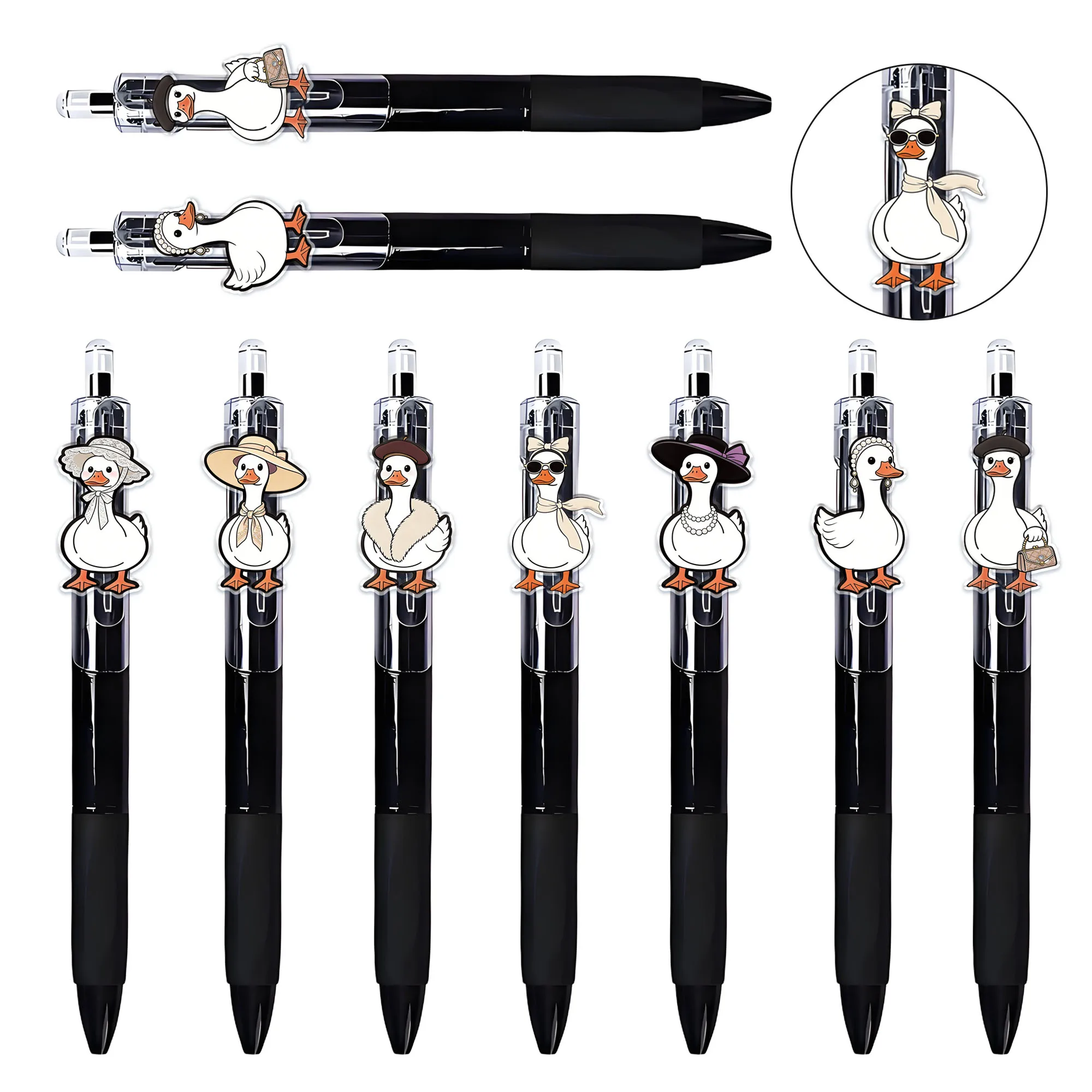 

14PCS Noble Goose Creative Press Ballpoint Pen Goose Theme New Year Student Writing Gift Pen