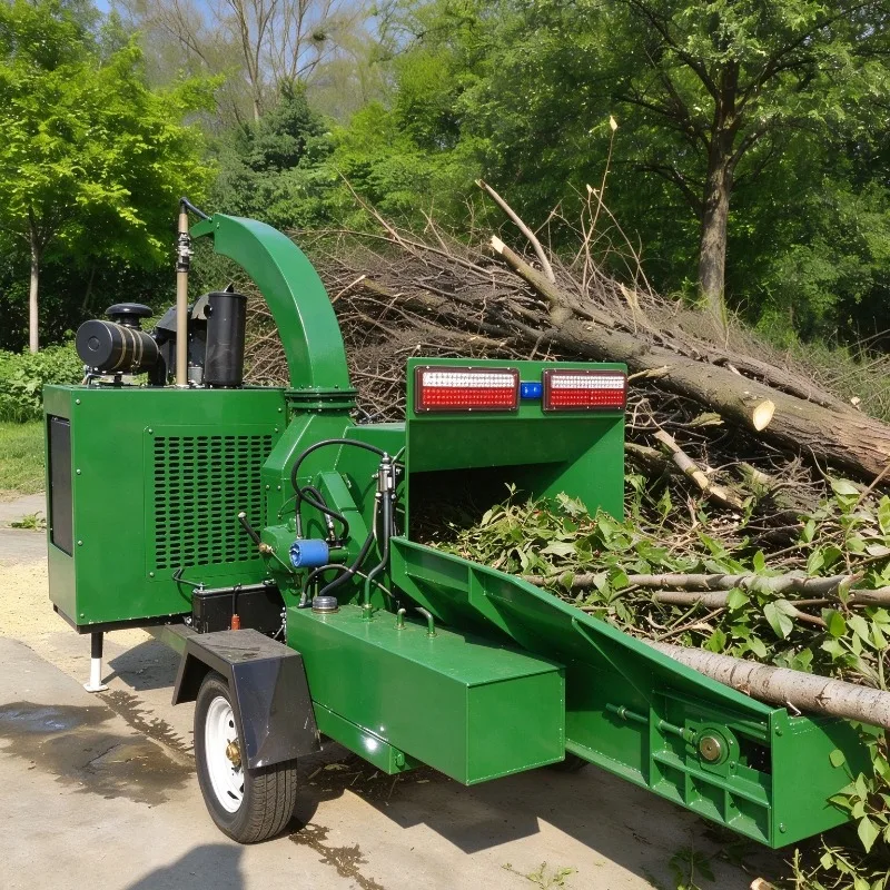 Forestry Diesel Wood Chipper Shredder Wood Crusher Large Logs Branch Chipper Waste Timber Crushing Project Heavy Duty Mobile