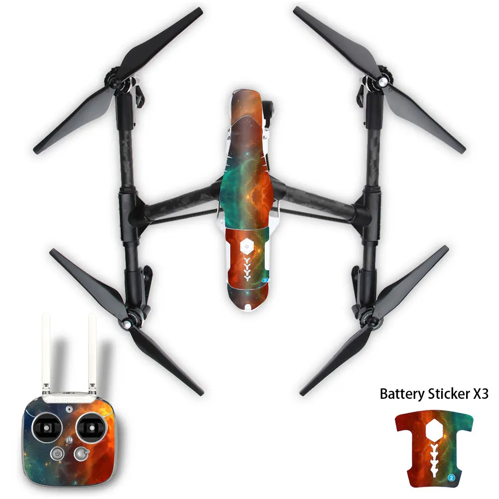 ملصق مائي على شكل ملصقات الجلد البلاستيكية ل DJI T600 إلهام 1 الطائرة بدون طيار لصقة جلد صناعي ملصق الطائرة بدون طيار الجسم + تحكم عن بعد + الذراع ملصقات