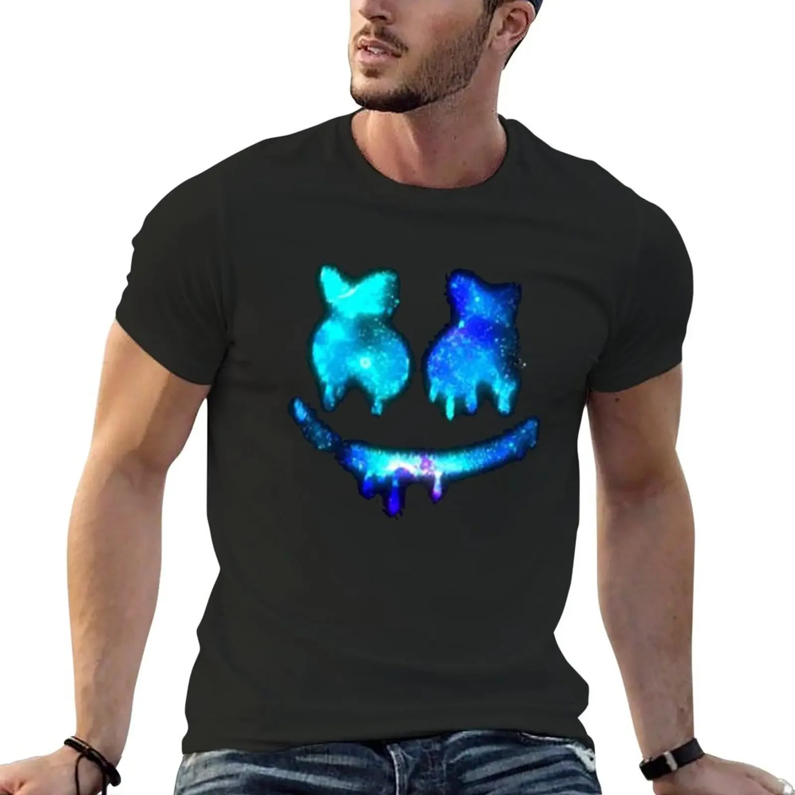 marshmallow cute galaxy smile T-Shirt blacks Blouse t shirts men