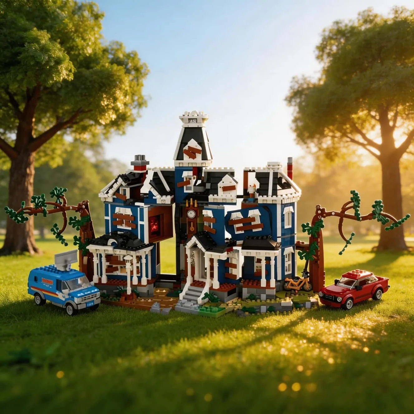 

2026 new interesting and beautiful blue house home decoration modular assembly Creel house setting city building construction bl