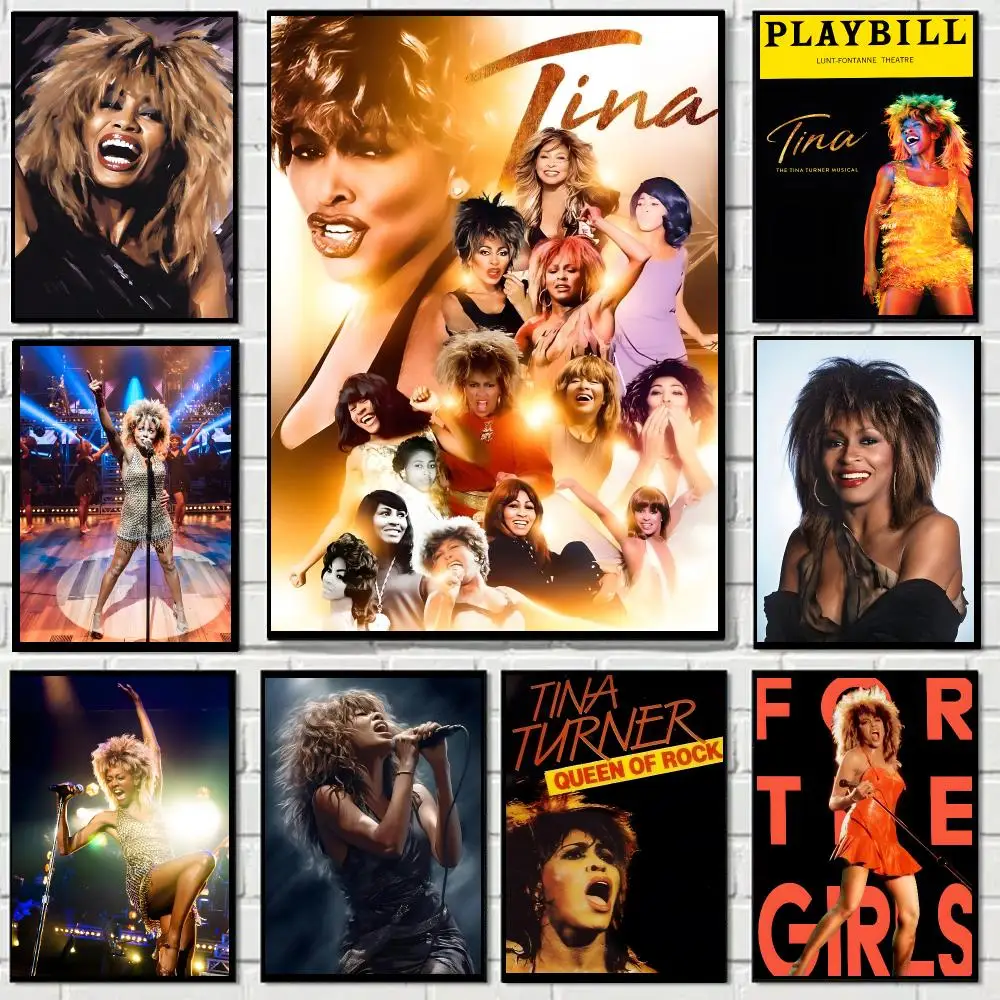 Tina Turner Singer Classic Rock Poster Self-adhesive Advanced Aesthetic Printing Paper Wall Art for Living Room Home Decor