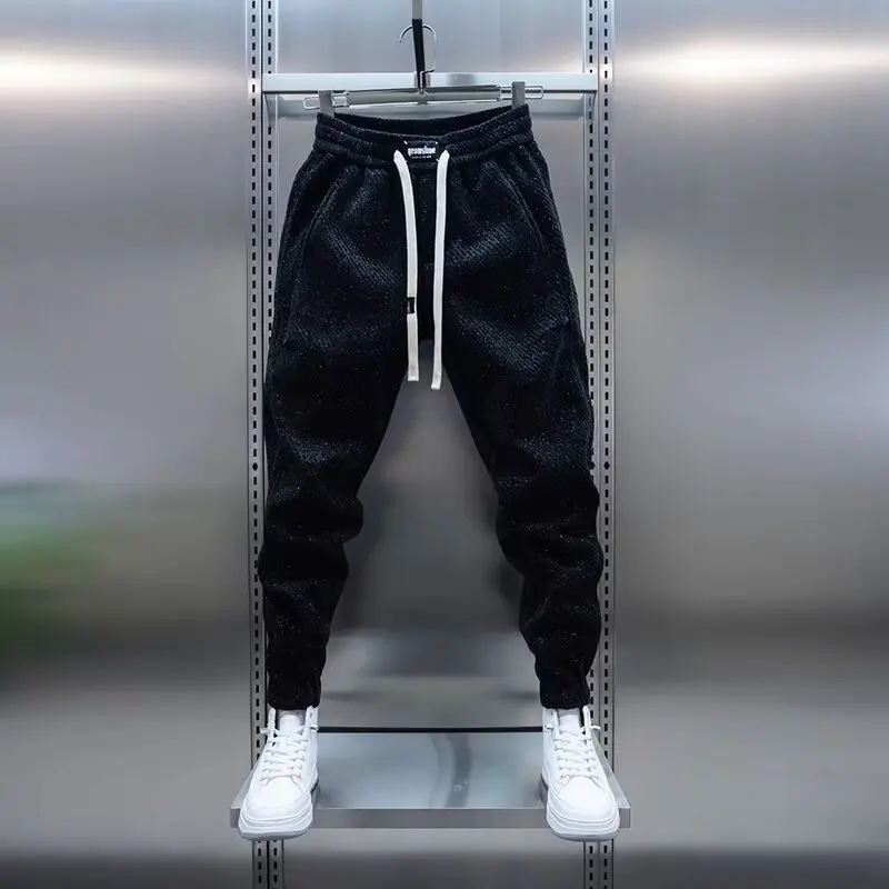 Printemps et automne hommes sarouel zèbre rayé pantalon Sport vêtements Cargo pantalons de survêtement brossé taille ample pantalon polyvalent