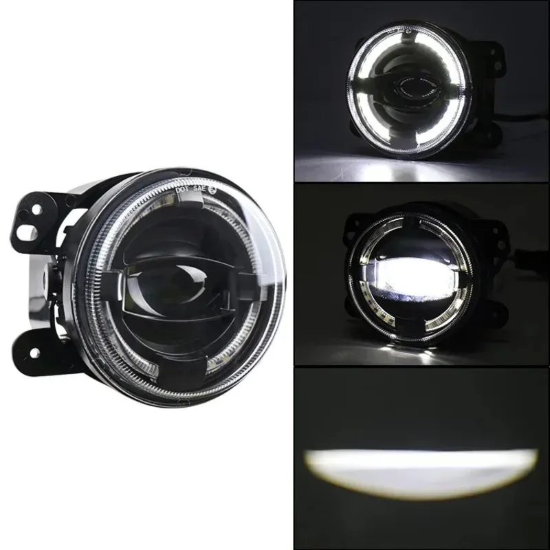 

4" Inch LED Fog Lights Front Bumper Replacements White Led Chip Driving Offroad Foglight for Wrangler JK Unlimited JK 07-18
