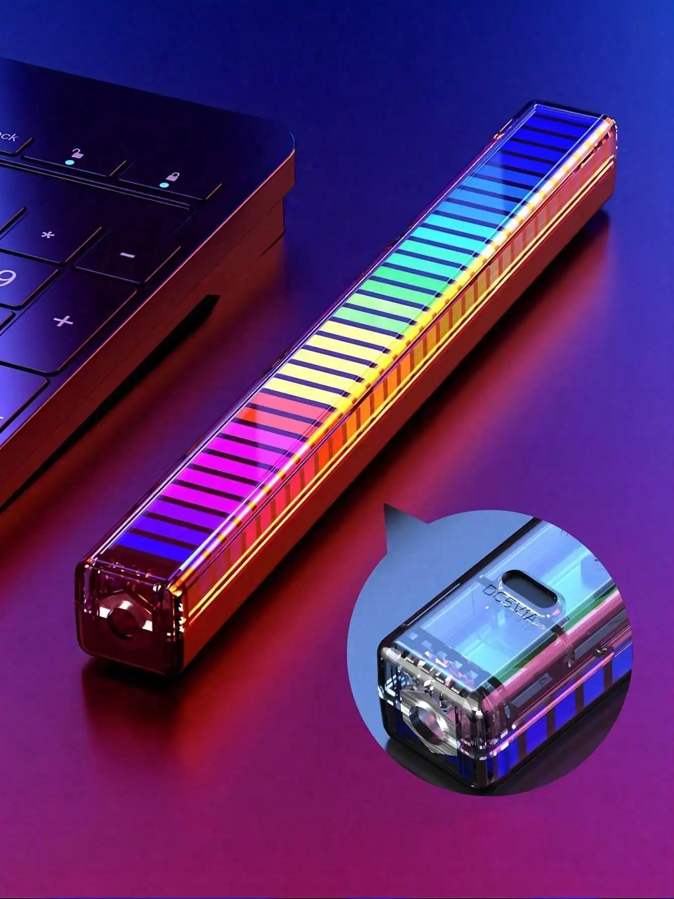 RGB LED Rhythm Pickup Lamp, Luzes ambiente, Barra de luz atmosférica, Tela 3D