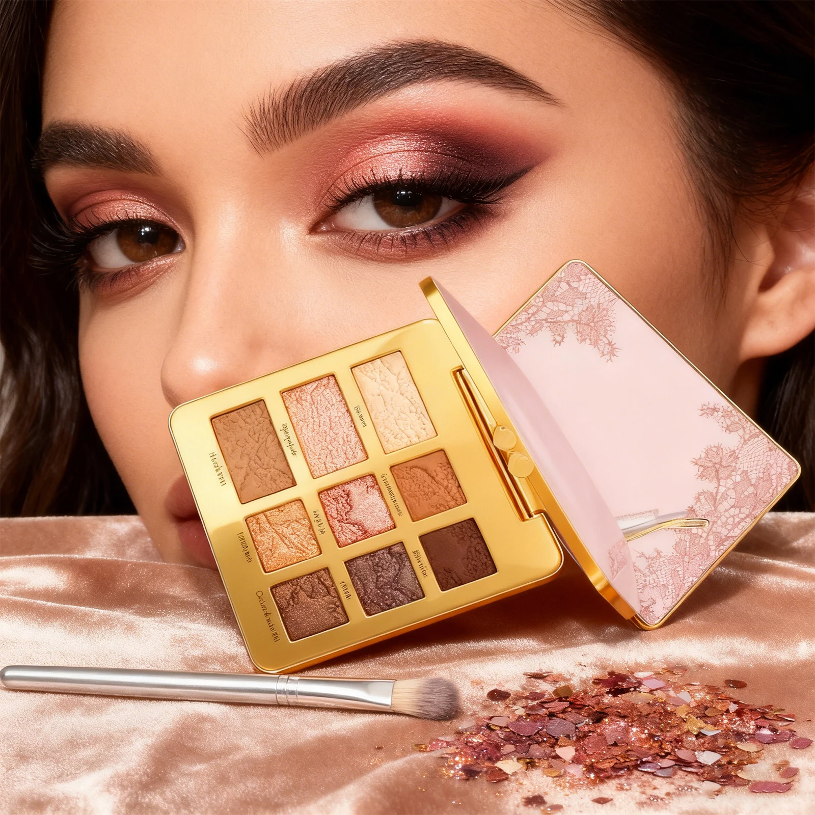 9 色多機能メイクアップパレットグリッターアイシャドウシマーパレットハイライターパウダーブラシ美容キットアイ化粧品 12 グラム