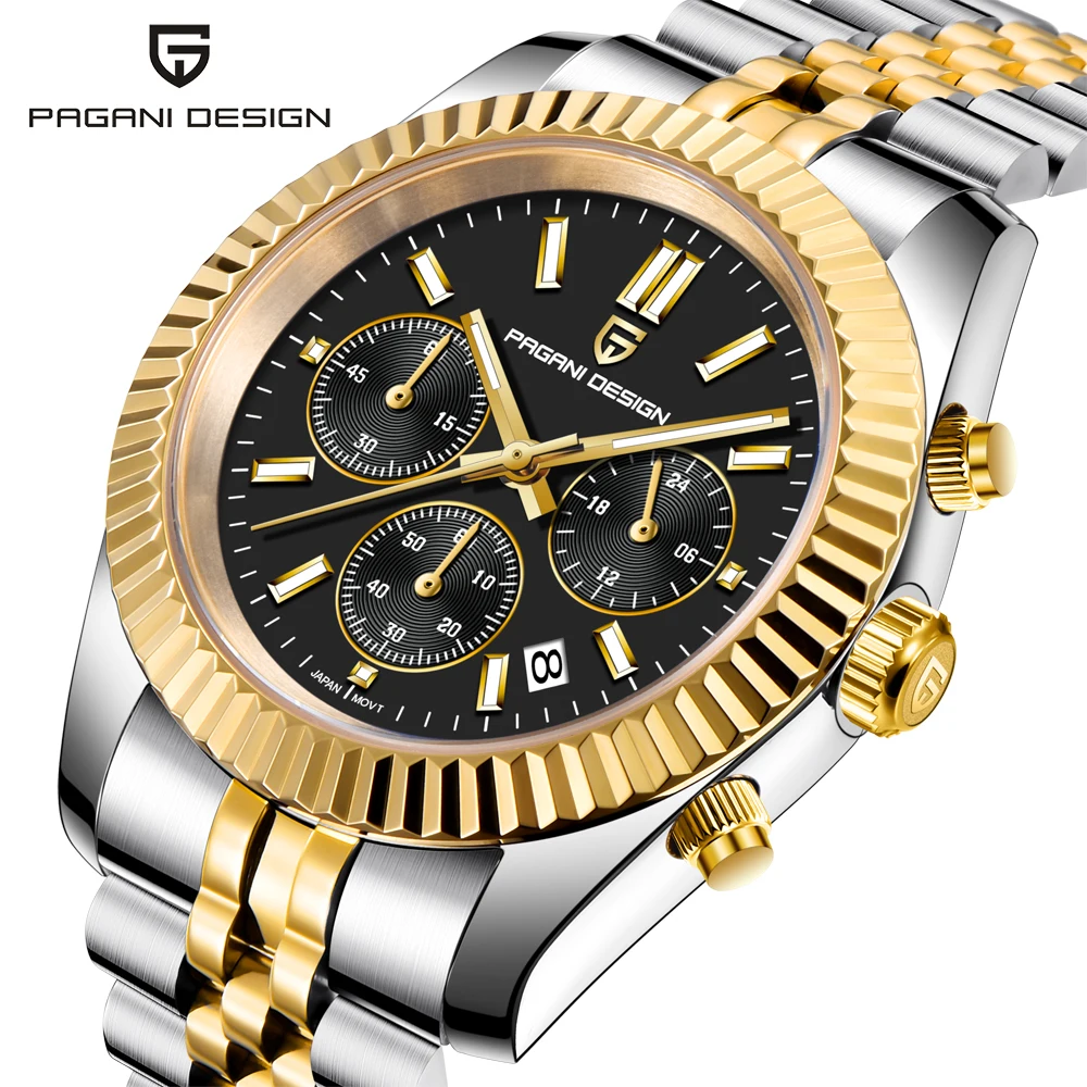 PAGANI DESIGN 2025 New Luxury Quartz Men's Watch VD53 Stainless Steel C3 Sapphire 5 Bar Waterproof Thickness 12 mm for Man Watch