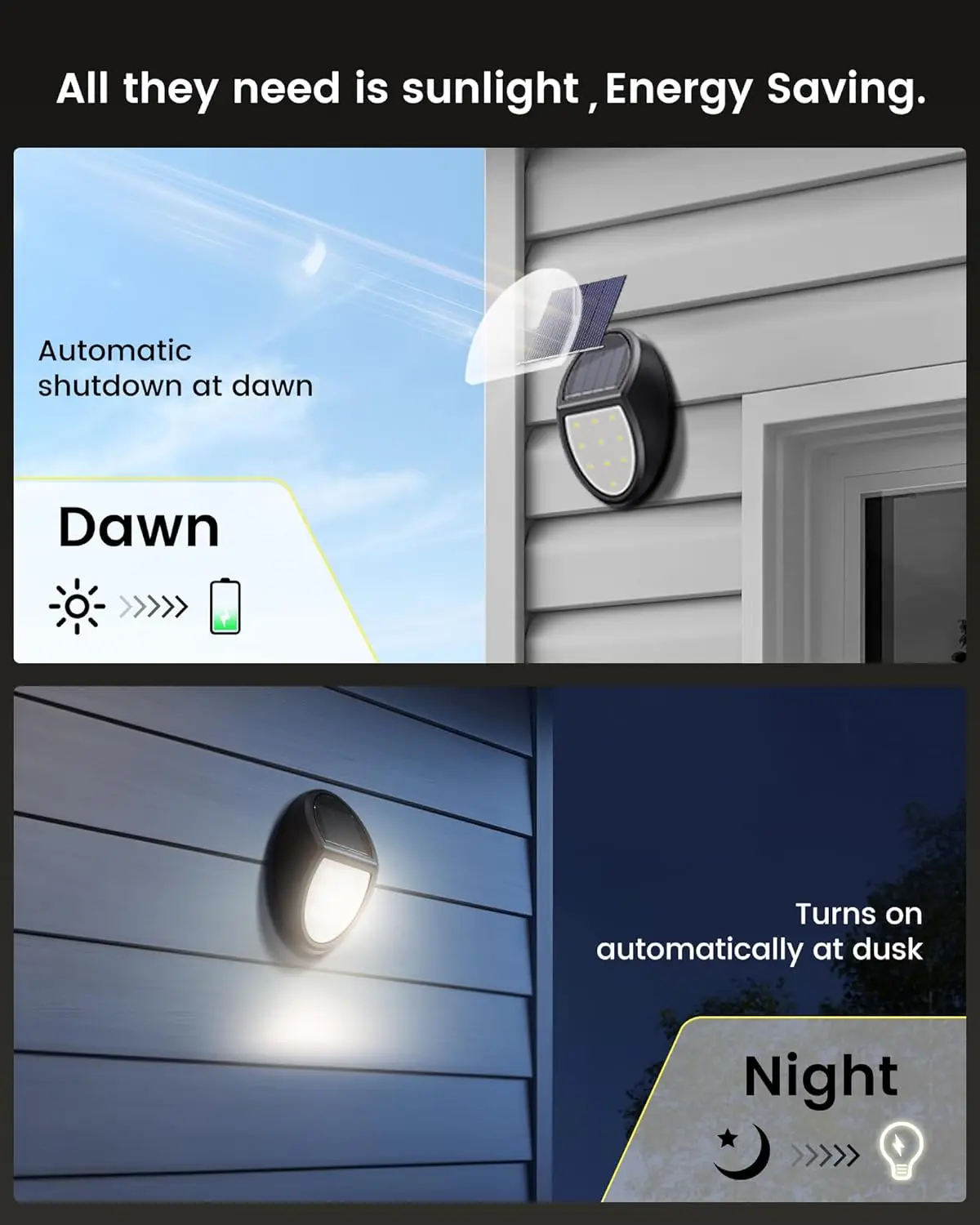 Paquete de 8 luces solares para valla al aire libre, lámparas solares impermeables IP68, para porche, terraza, patio, garaje, jardín, luz blanca