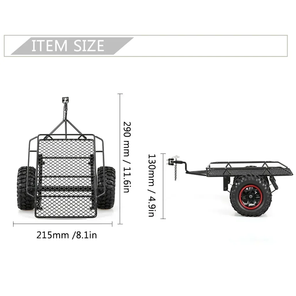 Simulazione del telaio della tramoggia del rimorchio RC in metallo per 1/10 Rock Crawler Truck Trail Trxs TRX-4 TRX4 Axial SCX10 RC4WD D90 CC01