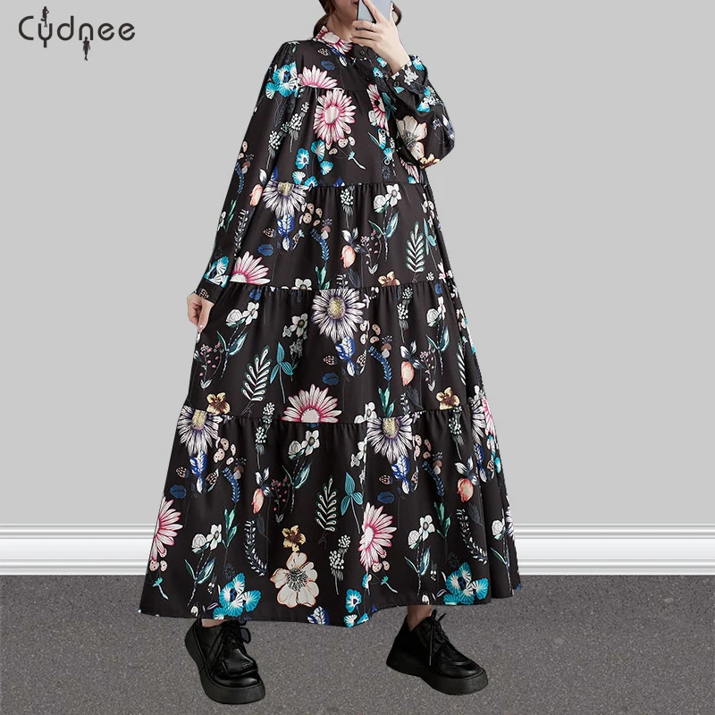 Tropical Flair Beach Dress Resort-Inspired Popular Motif Summer Flower Leaf Print Layered Dress Vacation-Themed Maxi Dresses