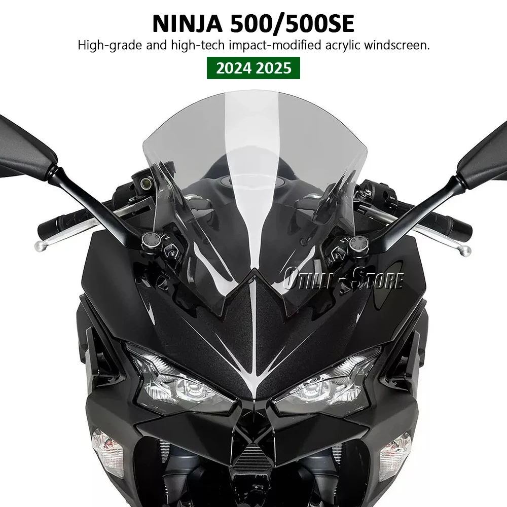 For Kawasaki NINJA500 SE Ninja 500 2024 2025 Double Bubble Windscreen Windshield Fairing Screen Wind Deflector Accessories