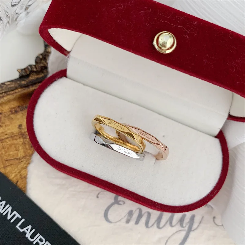 French JETAIME Love You Word Rings Fashion Personality 2022 New Titanium Steel couple Rings Jewelry Accessories Wholesale