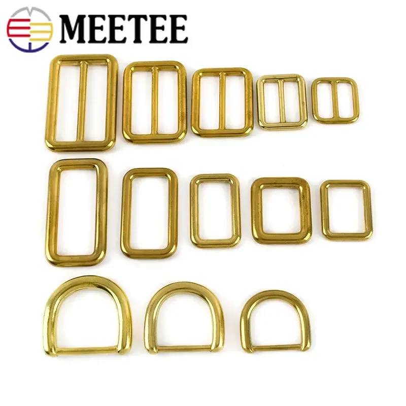 5 pz 15-38mm ottone metallo Tri-Glide Slider fibbia D anello di regolazione gancio borsa cinghia connettore fettuccia chiusura accessori per vestiti