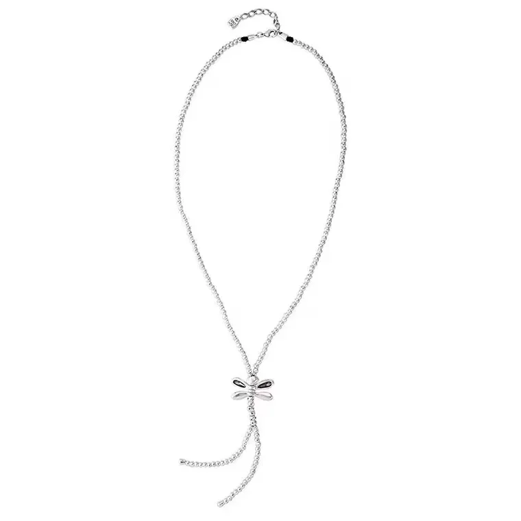 Luxury New Spanish high quality Dragonfly grey Crystal embellished silver - plated beaded long necklace along with Yachtin jewel