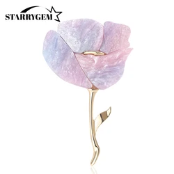 Resin Flower Brooches for Women Trendy 7-color Rose Pin Office Party Friend Gifts Accessories