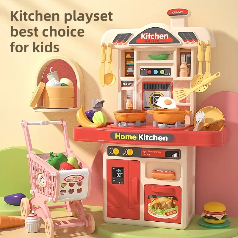 

Realistic Pretend Play Cooking Toy for Kids, Chef Playset Kitchen Accessories, Lights & Sounds,for Toddles Girls Boys Gifts