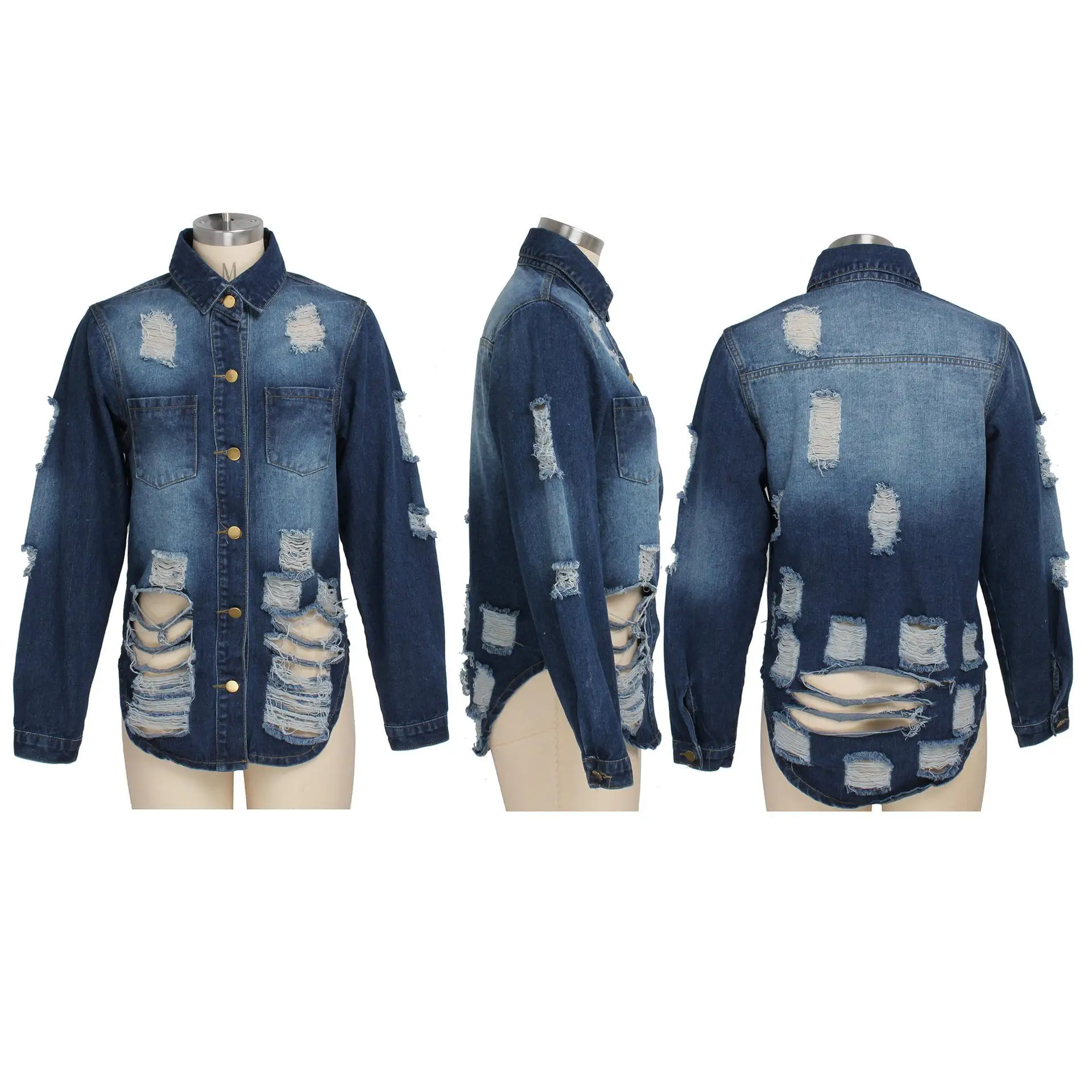

Women's Casual Faion Denim Jaet Long Sve Slim Fit Baseball Clothing Sportswear by *EVAE+ MOB