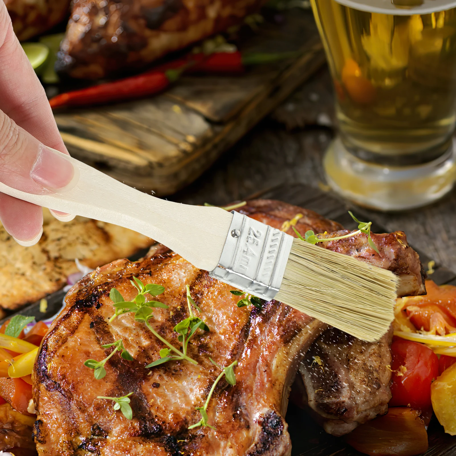 

36pcs Baking Bbq Painting Wall niture Cleaning Brush Set Wooden Handle Oil Watercolor Basting Tools Solid Wood Pastry Chip