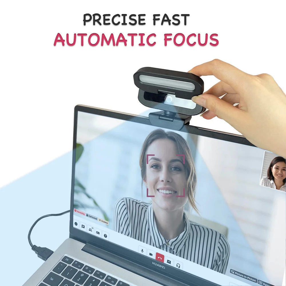 4K USB Webcam with Fill Light, Halloween Gift, Plug-and-Play, Autofocus Streaming Camera