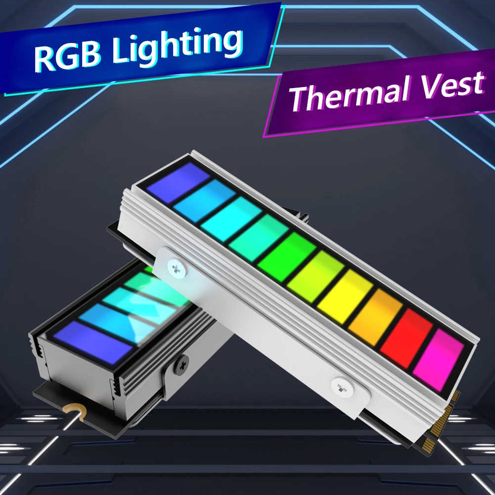 5V 3Pin ARGB Sync M.2 SSD 2280 Radiator with Thermal Silicone Pad M.2 Hard Disk Cooler M.2 SSD Heatsink Cooler for 2280 M.2 SSD