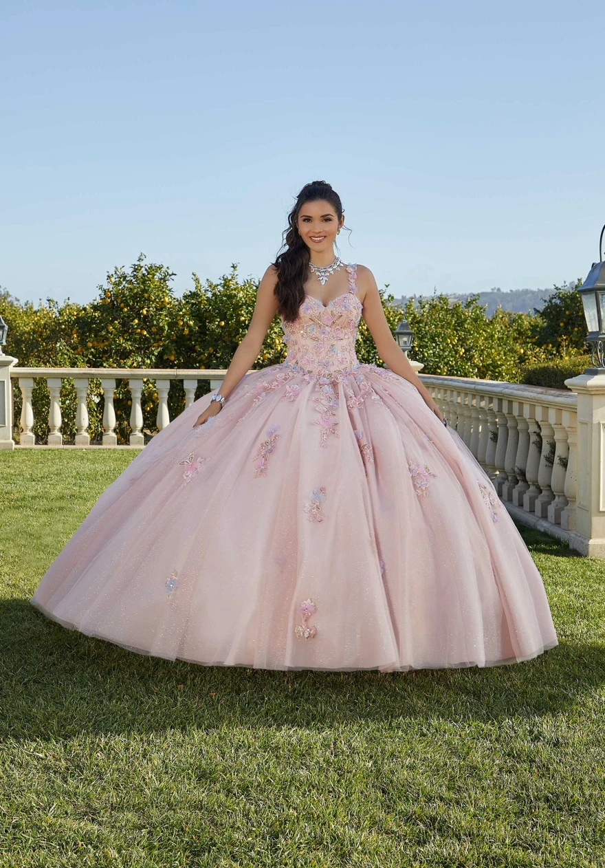 Vestido Lorencia Mint Quinceanera, Apliques de flores, vestido de baile, Sweet 15 16, YQD125, 2024