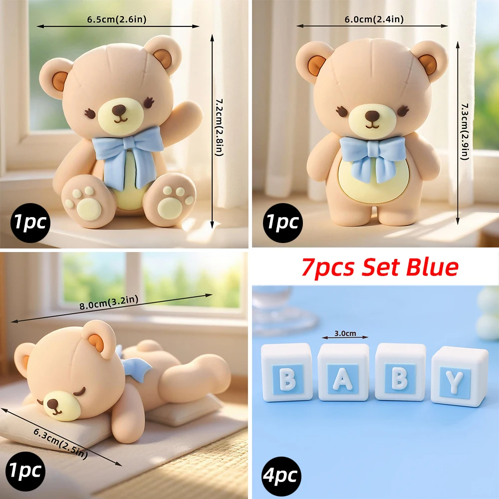 INS Bär Kuchen Topper Blau & Rosa & Grün Bär Kugeln für Junge Mädchen Baby Dusche Geburtstag Party Dekorationen 1. Geburtstag Party Supplies – Detail 4