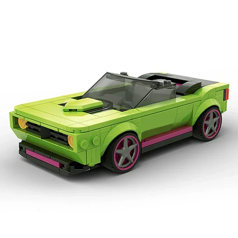 Snelheidskampioenen Model Moc Bouwstenen Groene Muscle Car-Technologie Modulaire Blokken Geschenken Kerstspeelgoed Diy Sets Assemblage