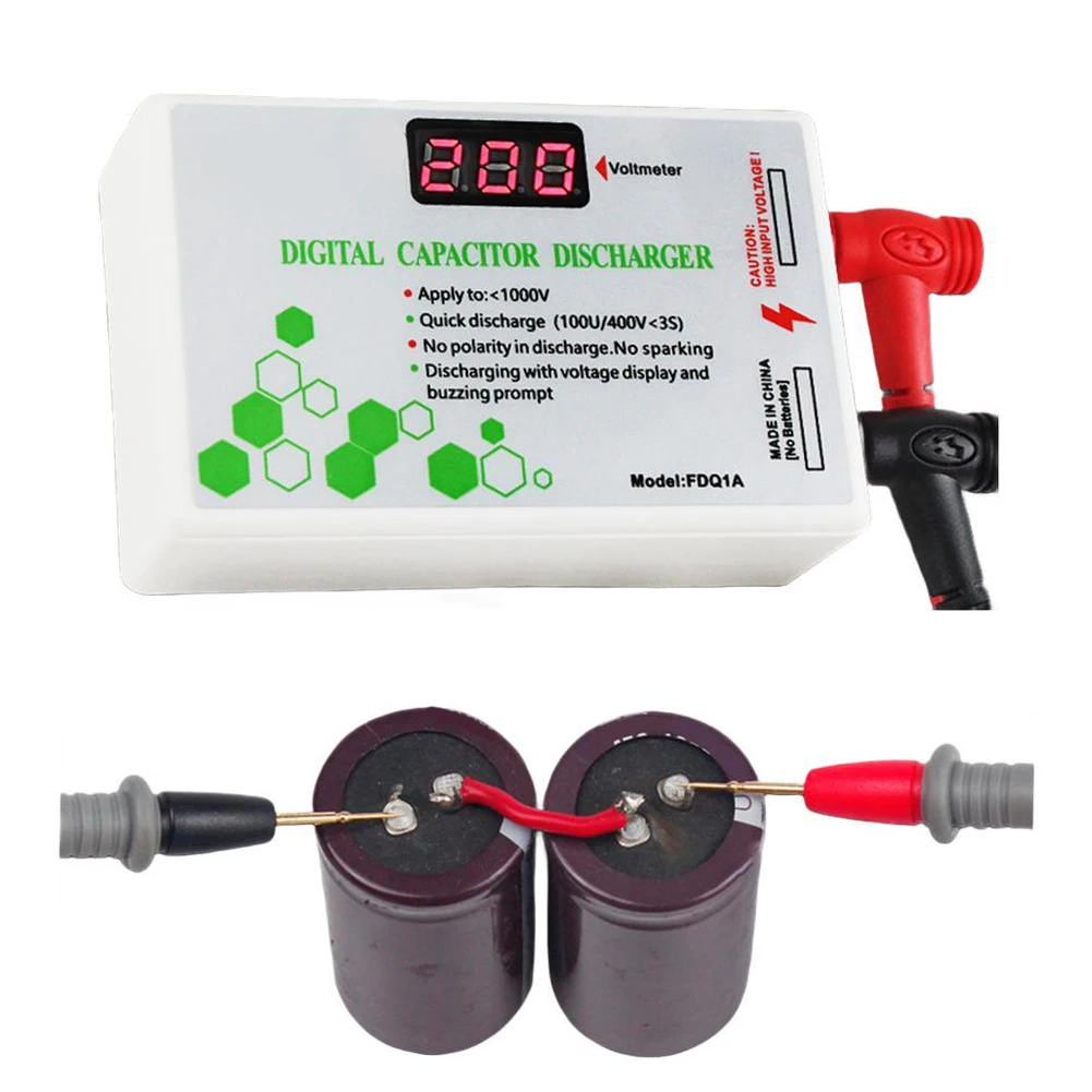 Digital Capacitor Discharger With Black And Red Test Probe Digital Capacitor Discharger For Household Appliance Repair Tool