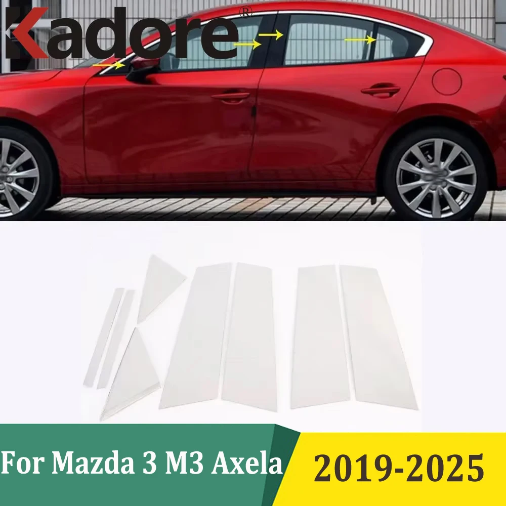 

For Mazda 3 M3 Axela 2019 2020 2021-2025 Sedan Window Pillar Posts Molding Trim Cover Decoration Strip Exterior Car Accessories
