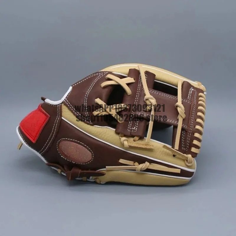 Cowhide, Baseball Softball Gloves, Soft Cowhide, Thickened, Professional Baseball Softball Gloves, Rice + Brown, Double Side