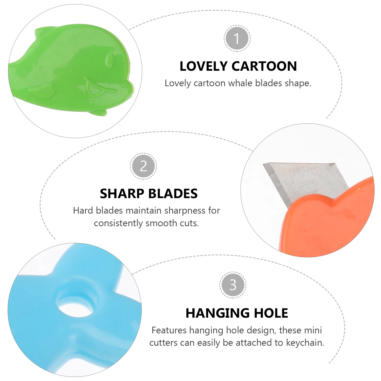 20Pcs Practical Mini Utility Cutters Retractable Safety Blades Letter Openers Office Craft Tools Art