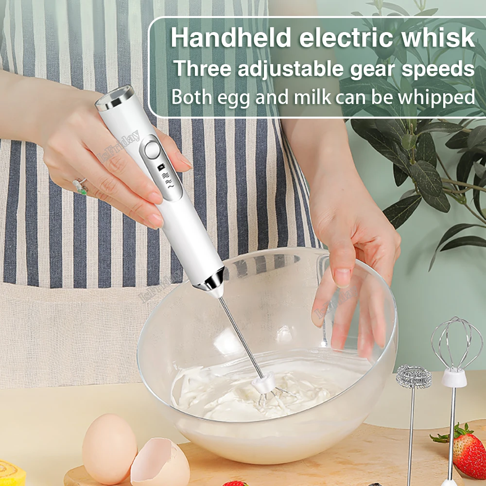 Electric Milk Frother Portable USB Egg Beater Hand Held Coffee Whisk Foam Mixer Rechargeable Kitchen Household Milk Foamer