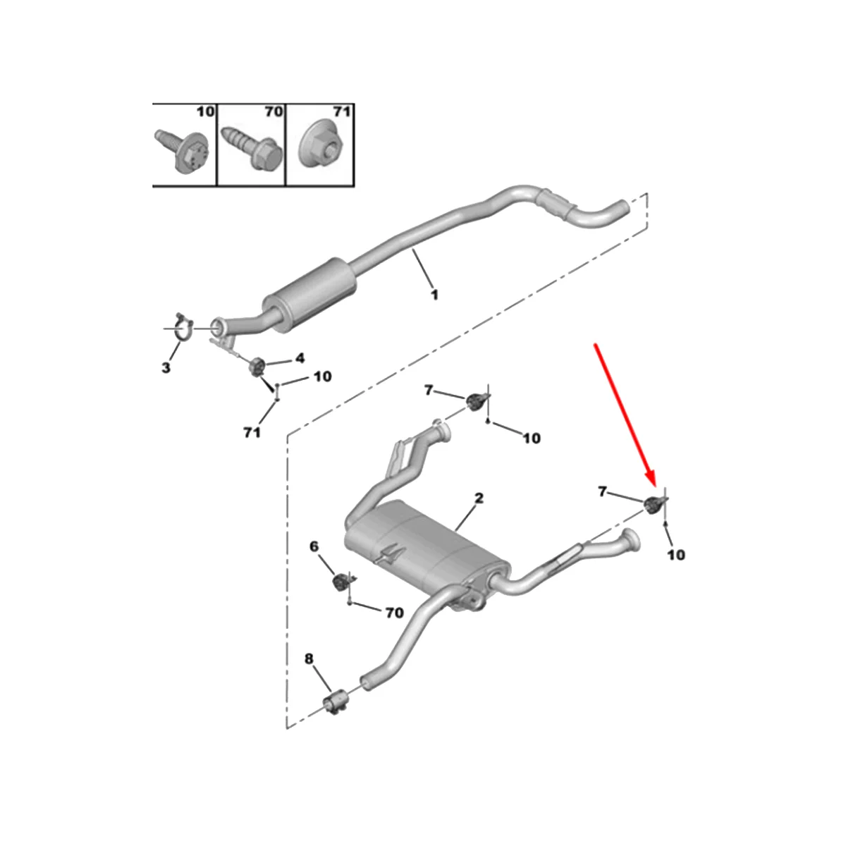 9675078380 Car Exhaust Pipe Elastic Fixing for Peugeot 308 II 308 SW II 2013-2021 Muffler Fixing