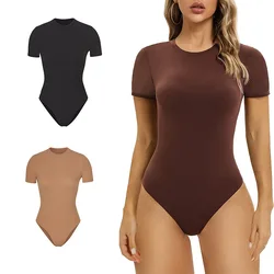 Women's Fashion Short Sleeve and Short Pant Soft And Comfortable Bodysuit Yoga Skin Friendly Fabric High Flexible Tight Jumpsuit