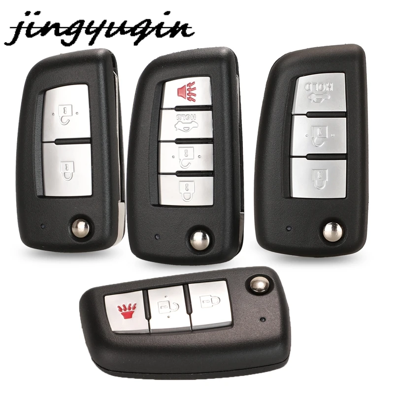 Jingyuqin 2/3 BTN Remote Car Key Shell For Nissan Qashqai Sunny NV200 J11 Pulsar C13 Juke X-Trail T32 Micra Auto Flip Key NSN14