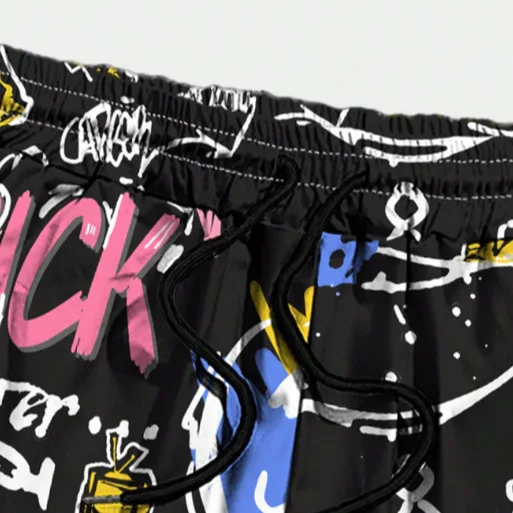 Letter Graffiti Graphic Shorts Men Women Y2k Harajuku Quick Dry Gym Shorts Fitness Fashion Oversize Short Pants Trunks Summer