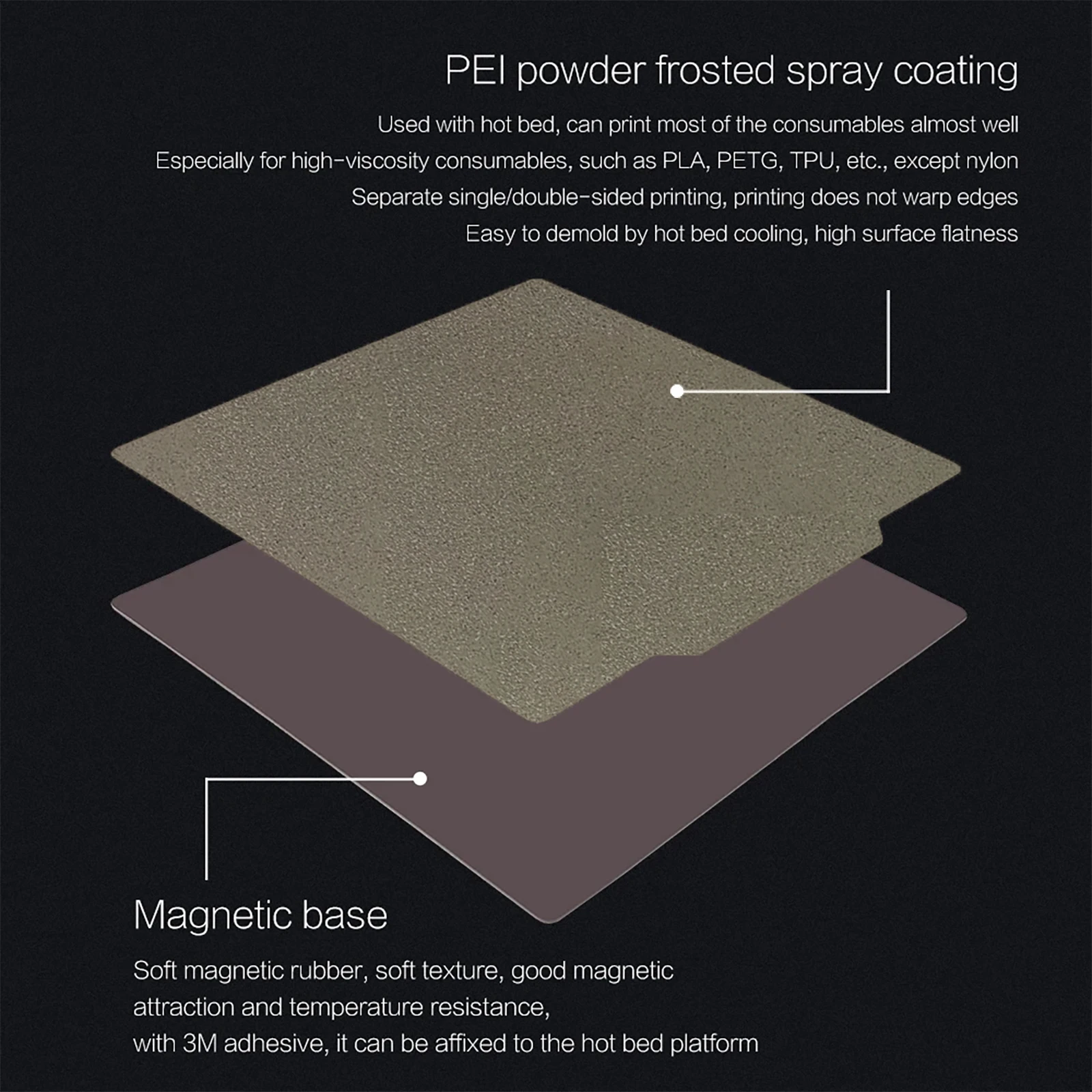 220x220mm płyta konstrukcyjna dwustronny arkusz magnetyczny PEI do Anycubic Mega Pro MK2 Anet A8 A6 powielacz I3 Monoprice Maker — zdjęcie produktu 5