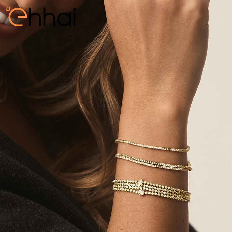 Ehhai GRA Certified 2.5mm Round Cut Moissanite Tennis Bracelet for Women 14k Gold Filled Chain for Wedding Jewelry Gift Pulseras
