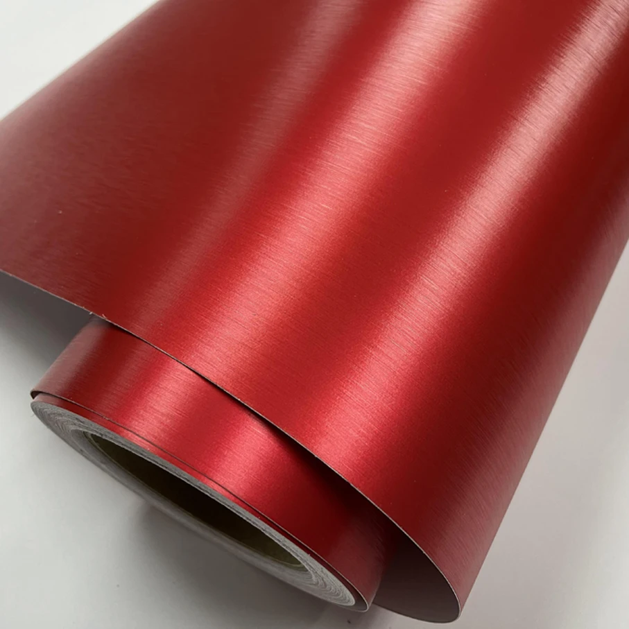 10/20/30/40/50x152cm Car Styling red Metallic Brushed Aluminum Vinyl Matt Brushed Car Wrap Film Sticker Decal With Bubble