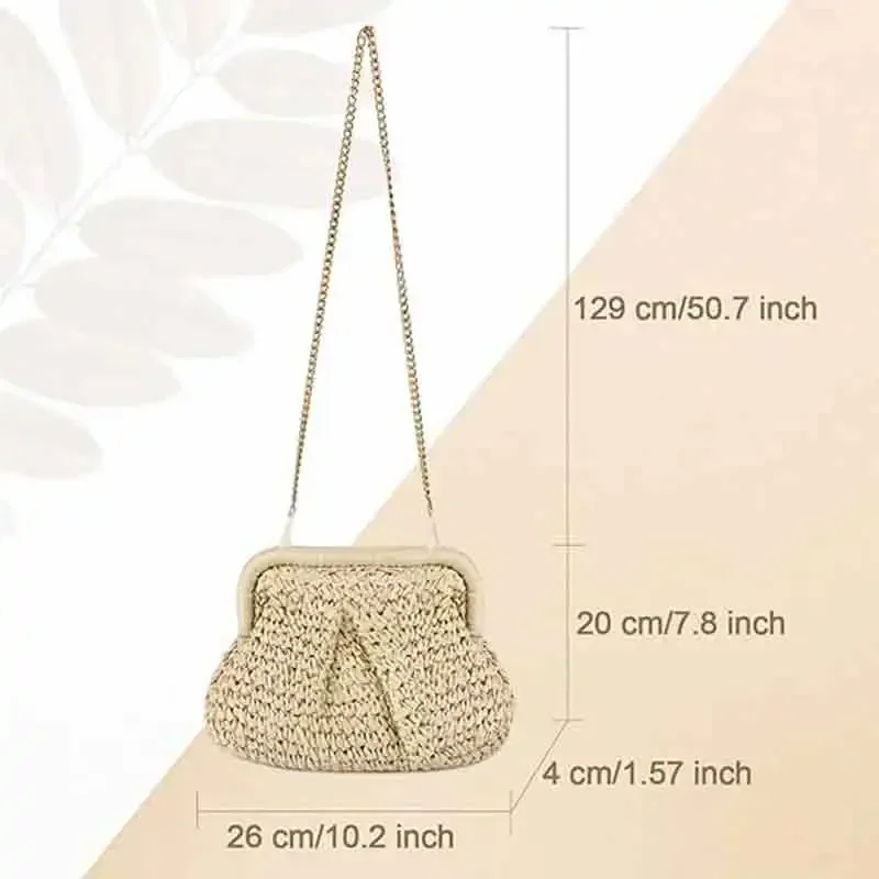 BBA050 Woven Dumpling Bag Casual Beach Straw Summer Handmade Bag