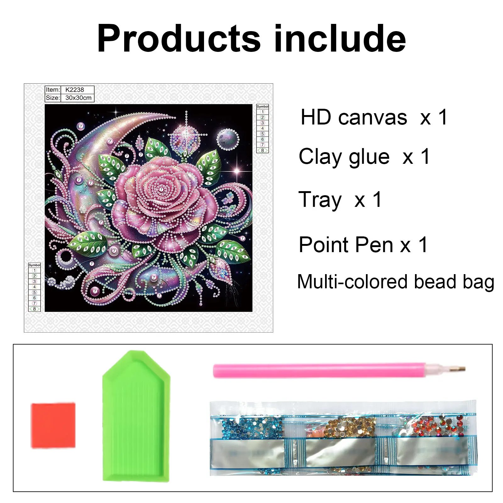 Roses Special Shape Diamond Art Painting Kit for Adult Beginner,Crystal Diamond Special Shape Kit for Home Wall Decoration Gift view 3