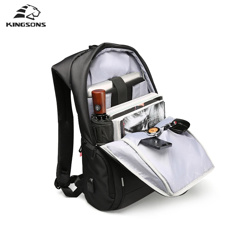 Top Kingsons Men 15.6/17.3 Inch Laptop Business Backpack Male Anti-theft Travel Backpack USB Waterproof School bag For Teenage