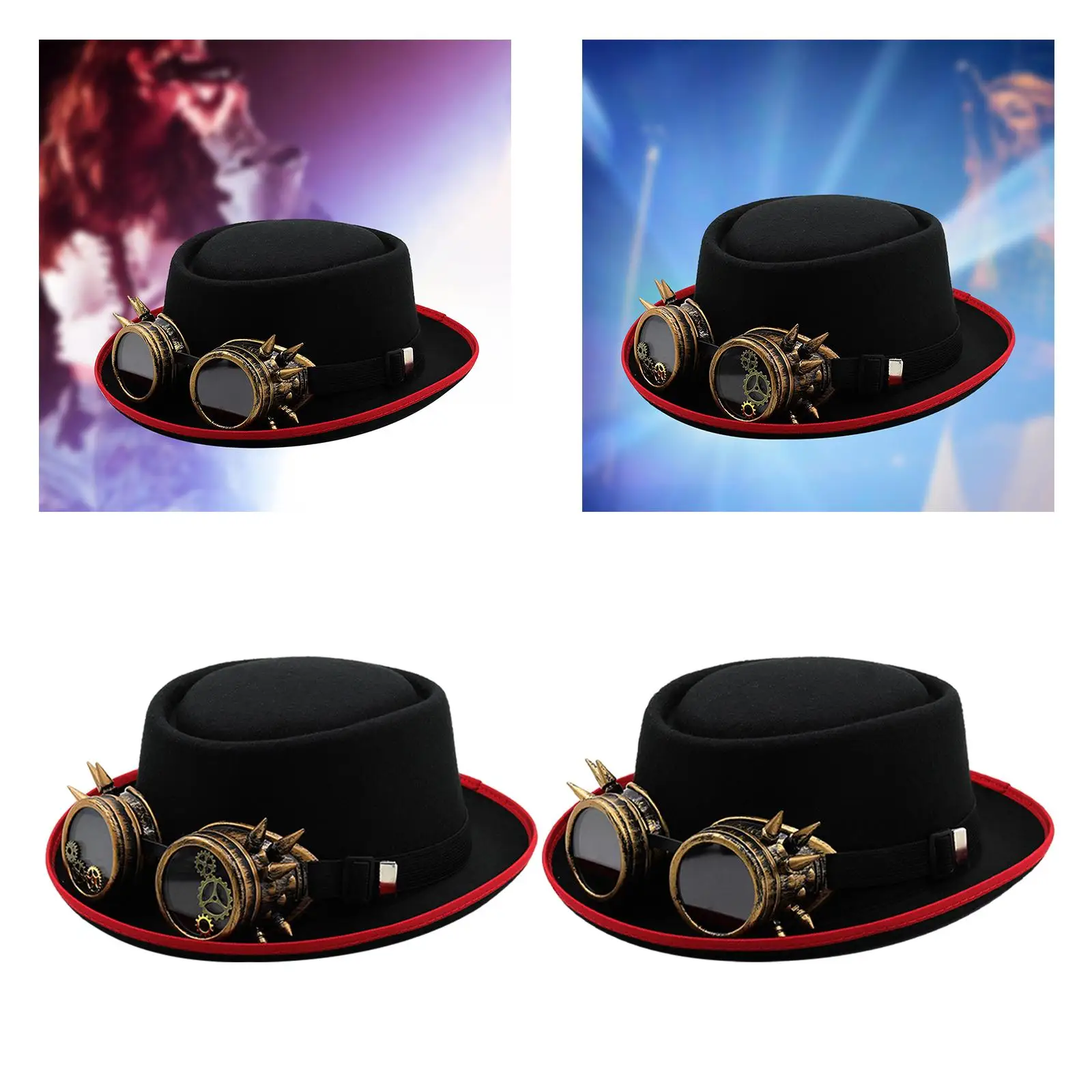 Steampunk Top Hat Headgear Women Men Black Gothic Hat Headwear for Halloween Dress up Stage Performances Carnival Masquerade