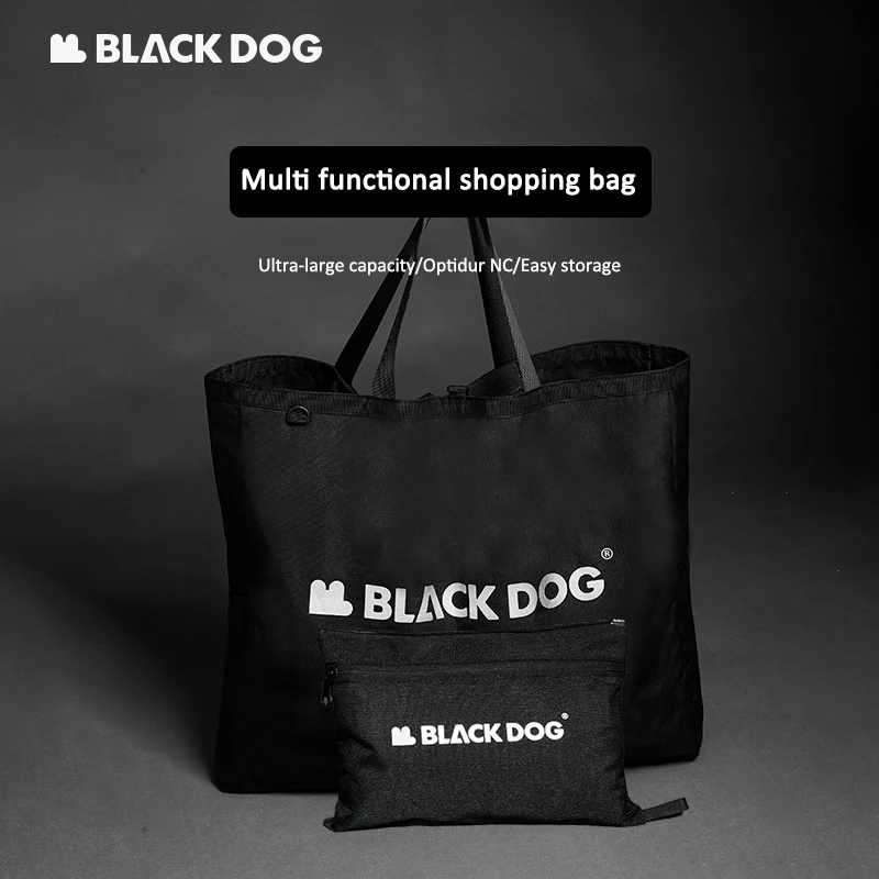 

Blackdog Multi Functional Shopping Bag Black Large Capacity Folding Handbag Foldable Portable Wear-resistant Tote Bag